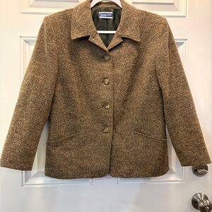 Vintage Pendleton Women’s Brown Wool Tweed Blazer Classic Tailored Jacket